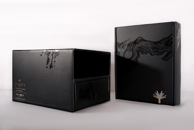 Caja rígida negra premium para vinos de Generación Y.