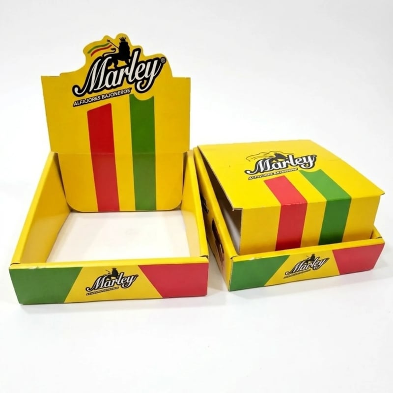 Exhibidor de mostrador de cartón impreso a todo color para Marley